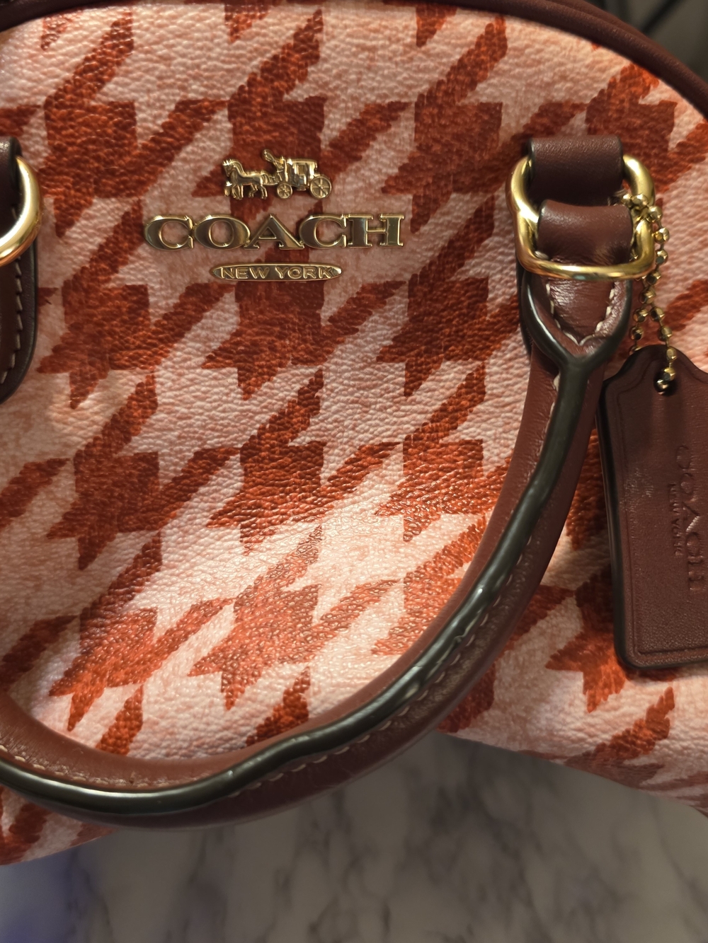 Red Houndstooth Mini Satchel